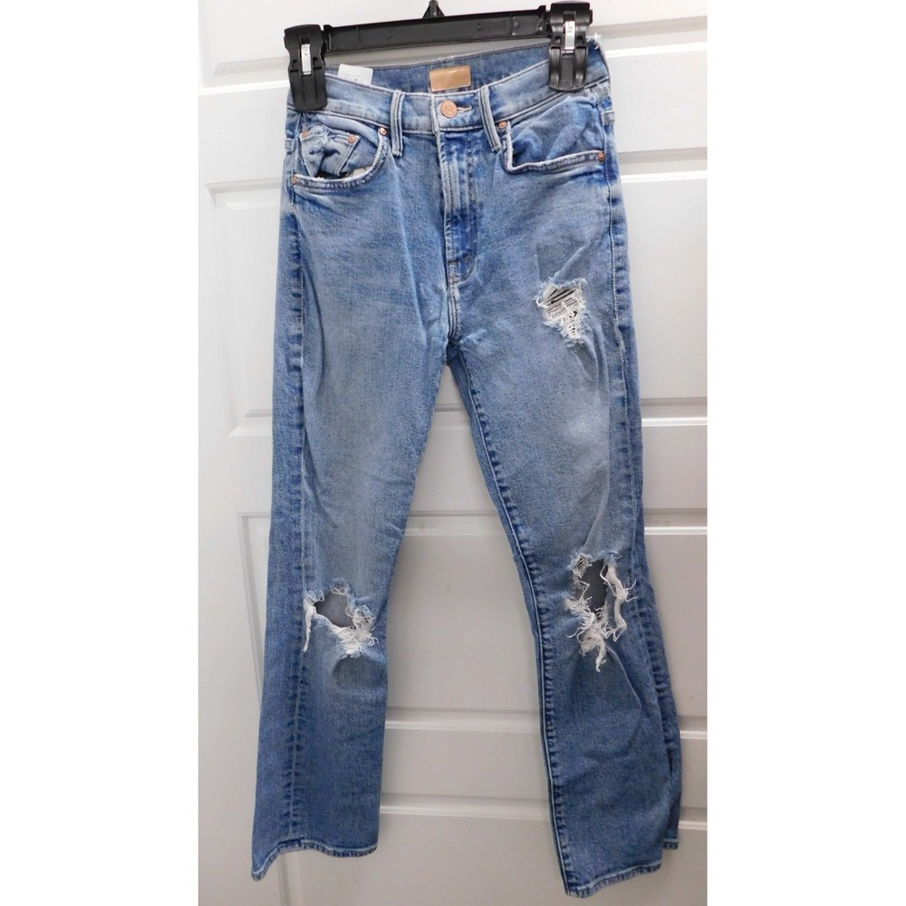 MOTHER The Insider Ankle Bloom‎ and Doom Blue Denim Jeans Women's Size 24
